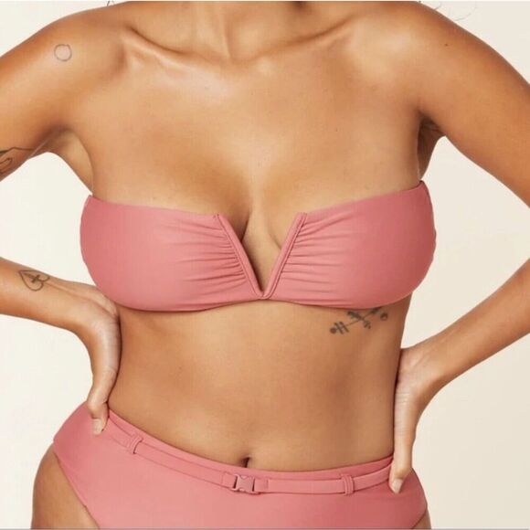 Andie Swim SCALA Strapless bikini top LIMITED EDITION COLOR PUNCH PINK Sz M NWT - Picture 1 of 13
